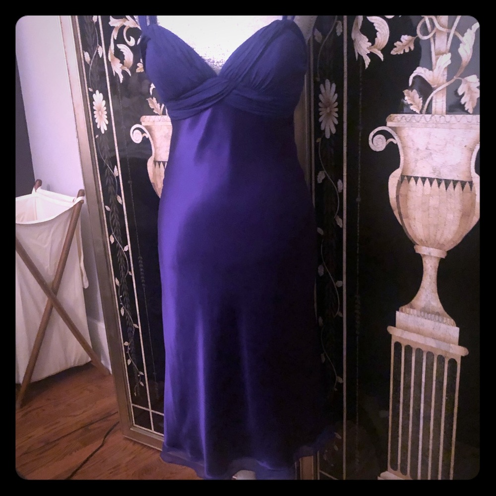 Cache Silk & Chiffon High/Low Cocktail Dress